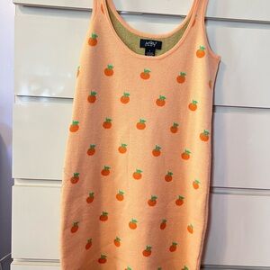 Orange Sleeveless Dress with Fruit Pattern